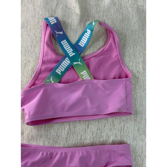 NWT pink two-piece PUMA bathing suit size 6 - Picture 6 of 7